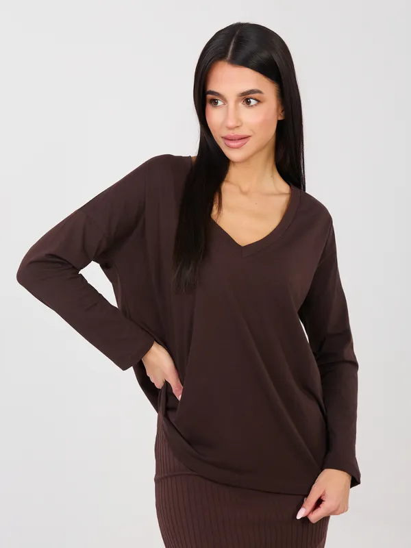 Casualowa bluzka z dekoltem w serek oversize