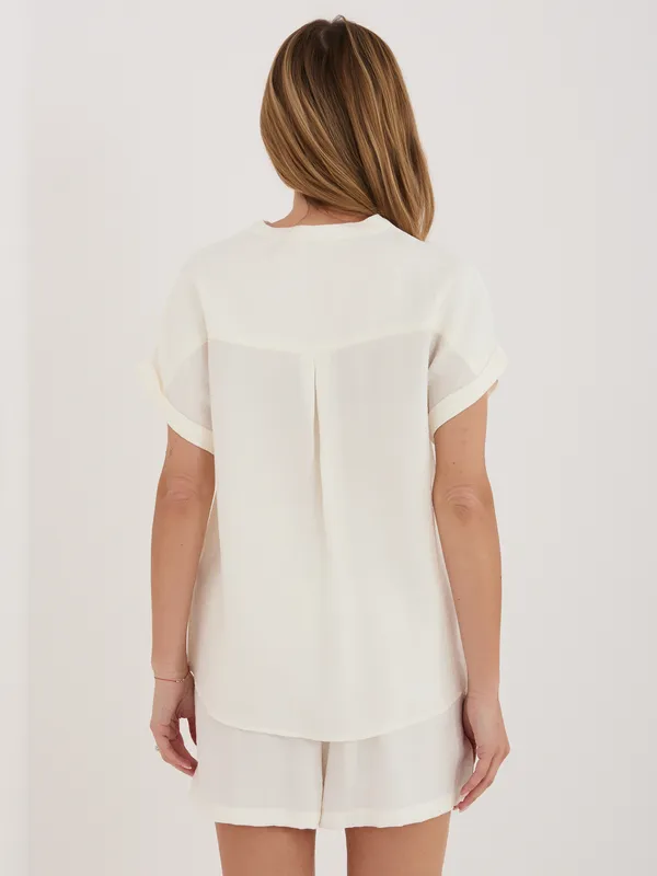 Luźna bluzka z wiązaniem typu crop - widok 2