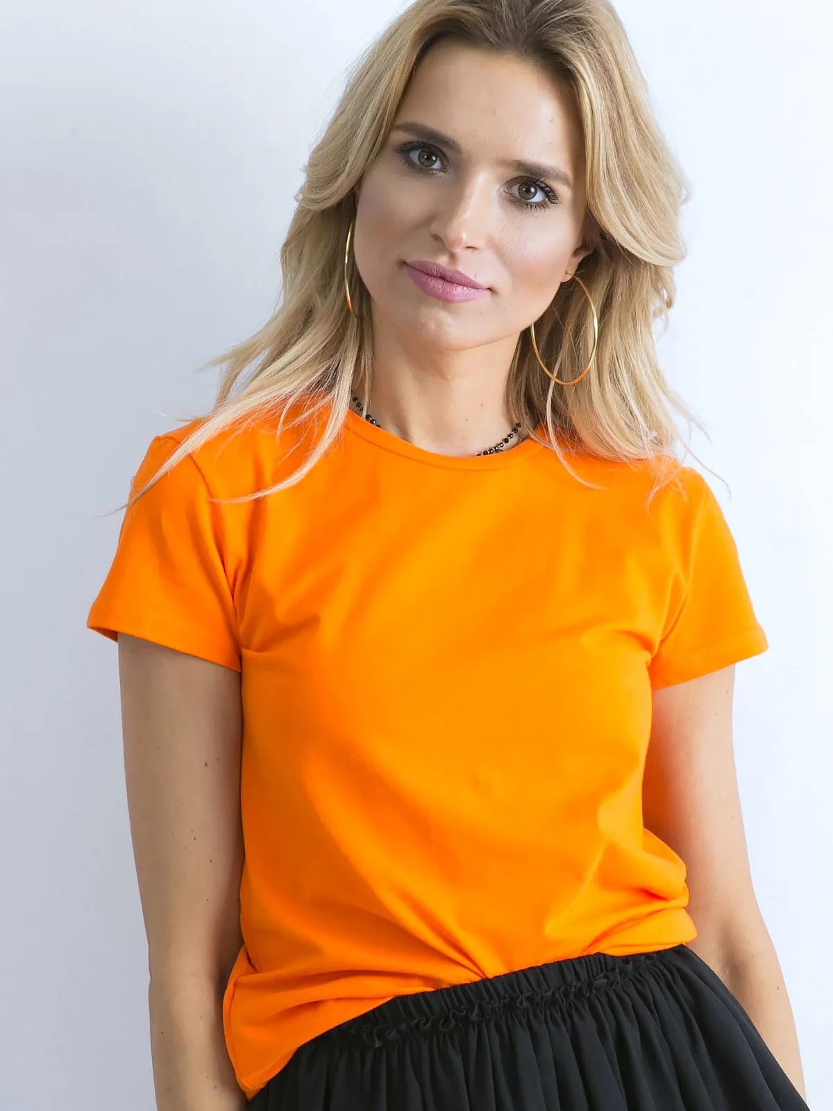 Fluo pomarańczowy damski t-shirt z bawełny Peachy - zdjęcie 9