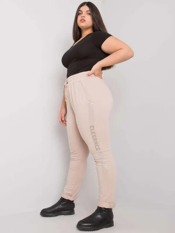 Casualowe spodnie dresowe z ozdobnym lampasem - widok 2