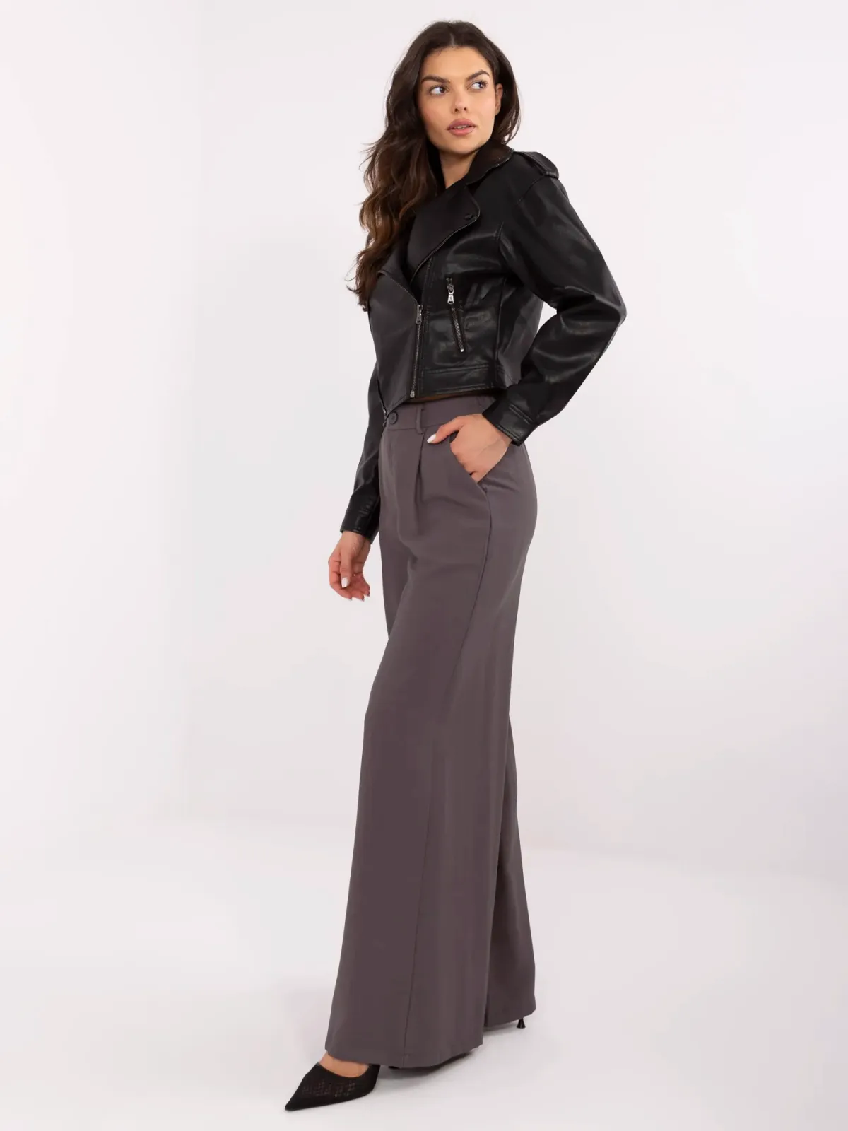 Eleganckie spodnie palazzo z wysokim stanem - zdjęcie 1