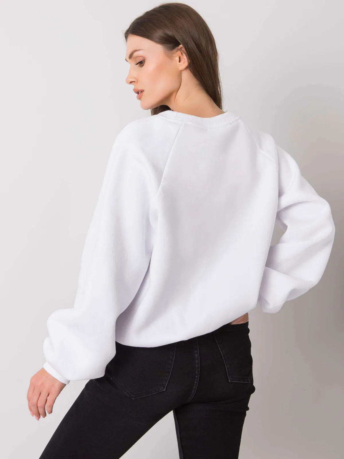 RUE PARIS Biała gładka bluza - zdjęcie 2