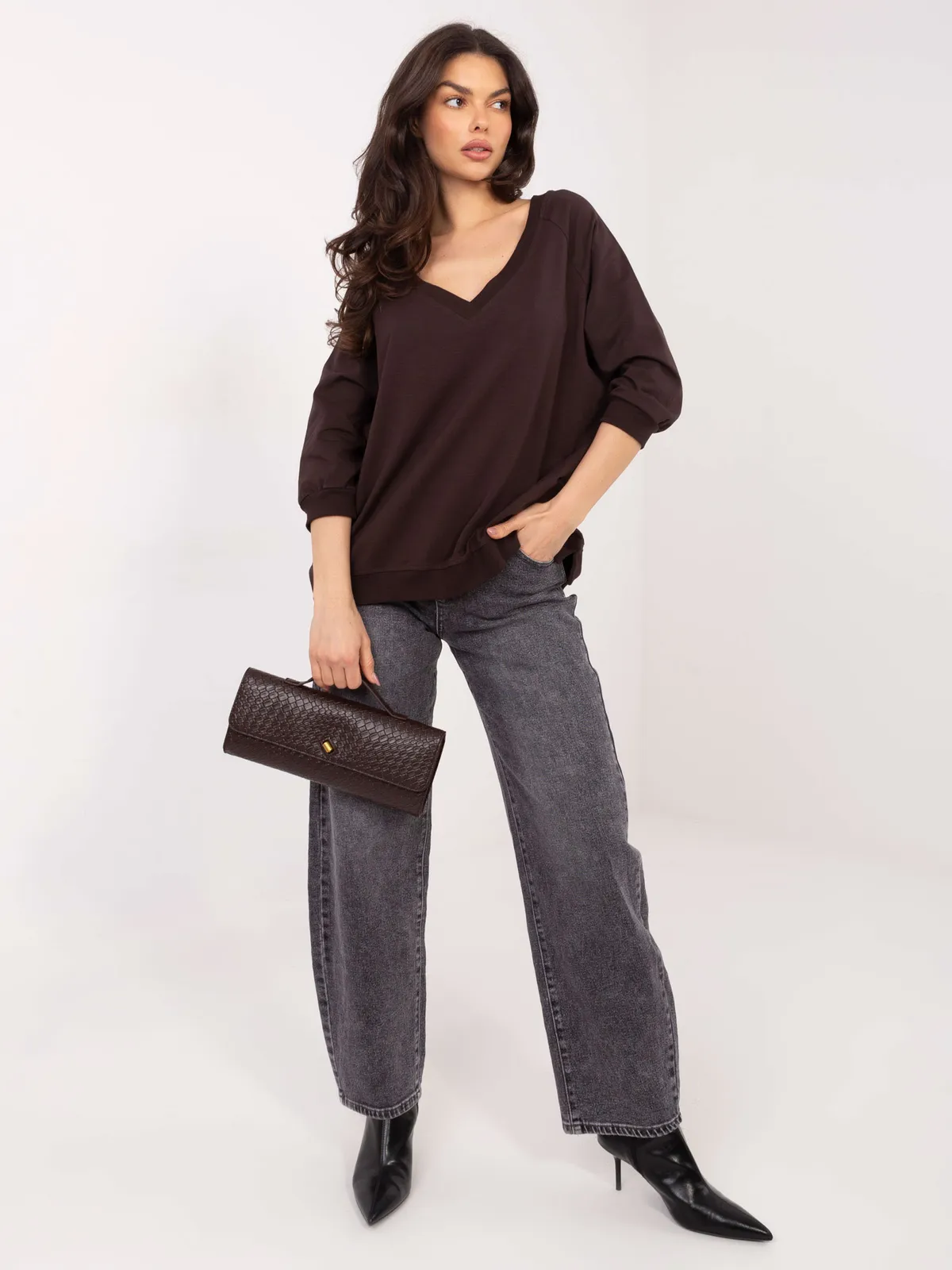 RUE PARIS Czarna bluza oversize - zdjęcie 2