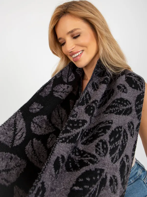 Ciemnoszaro-czarny zimowy komin damski