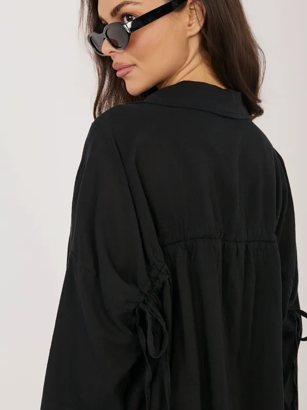 Koszula oversize z wiązanymi rękawami w stylu casual