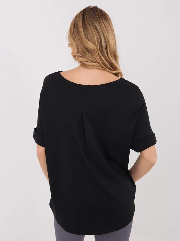 Casualowa bluzka oversize z wywiniętymi rękawami - widok 2