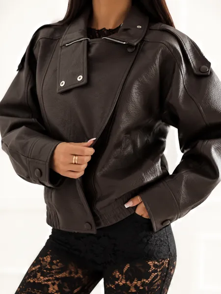 Oversize’owa kurtka typu biker w stylu retro
