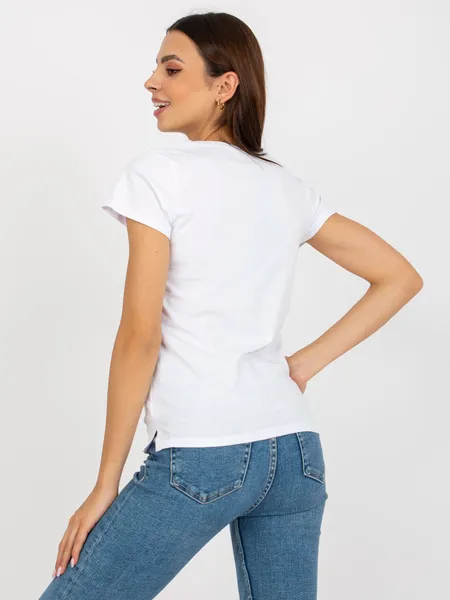 Biały gładki t-shirt basic z bawełny