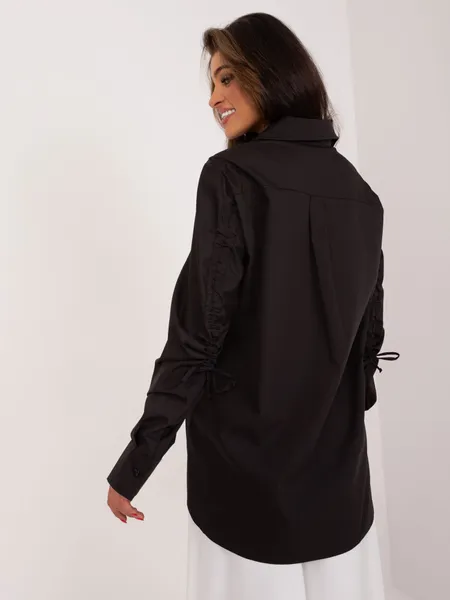 Koszula oversize z wiązanymi rękawami o kroju casualowym