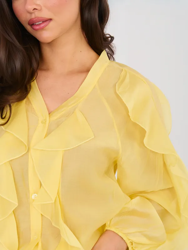 Koszula z falbanami o kroju oversize