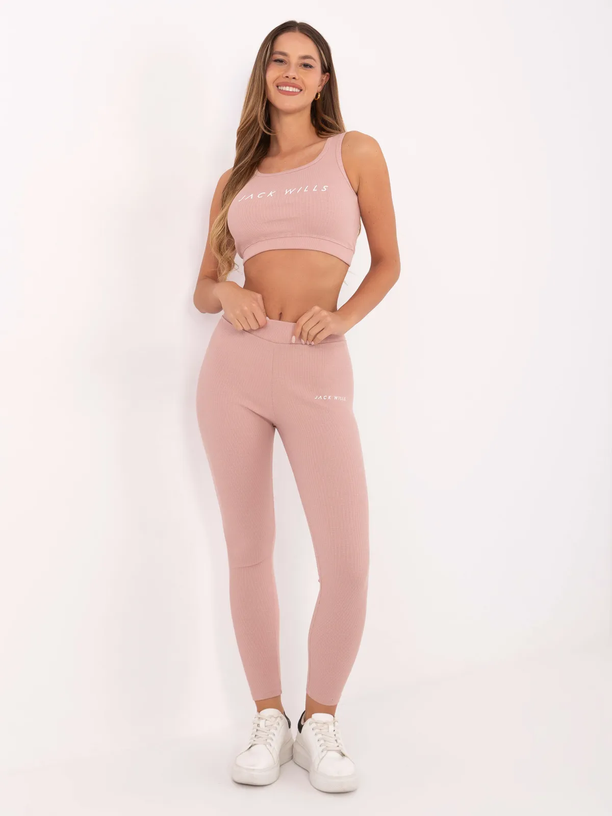 Sportowy komplet z krótkim topem i legginsami - zdjęcie 1