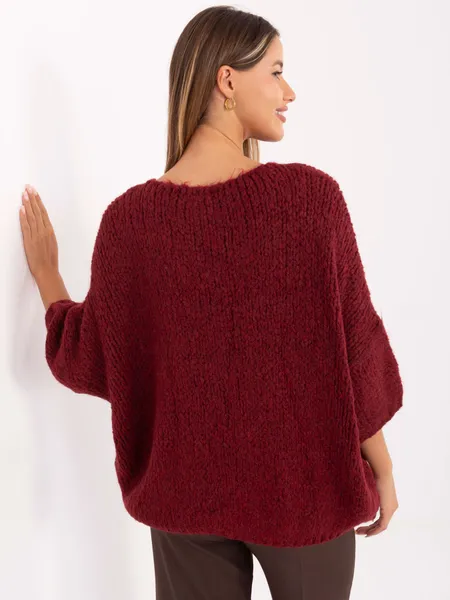Luźny sweter oversize z dekoltem w serek