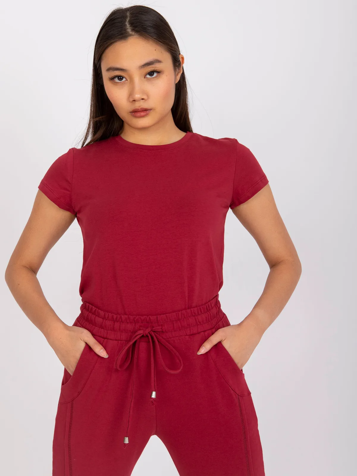 Bordowy t-shirt Peachy - zdjęcie 5