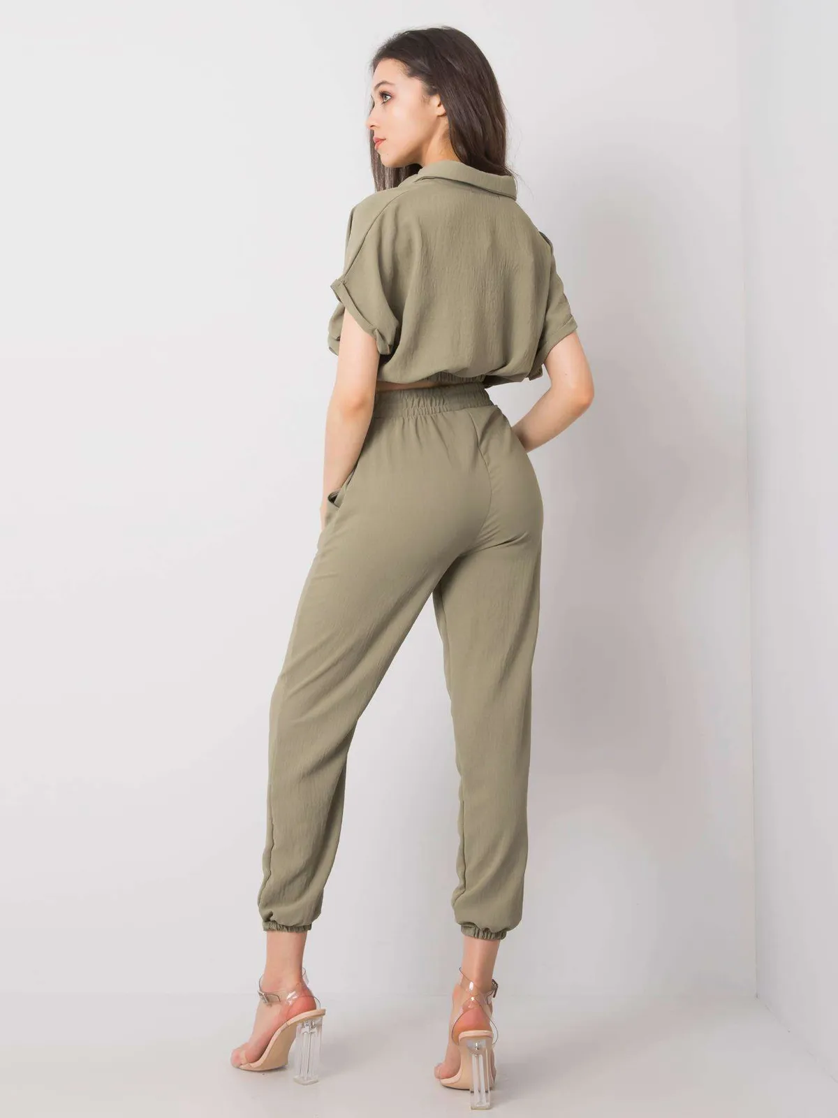 RUE PARIS Khaki komplet casualowy - zdjęcie 4
