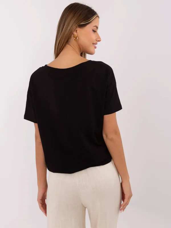 Luźny T-shirt oversize z ozdobnym nadrukiem serca