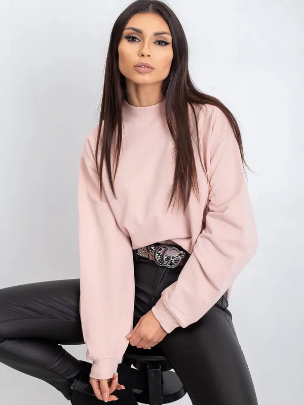 Brudnoróżowa bawełniana bluza basic - widok 2