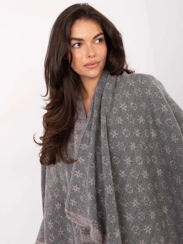 Oversize'owe ponczo z geometrycznym wzorem w stylu boho - widok 2