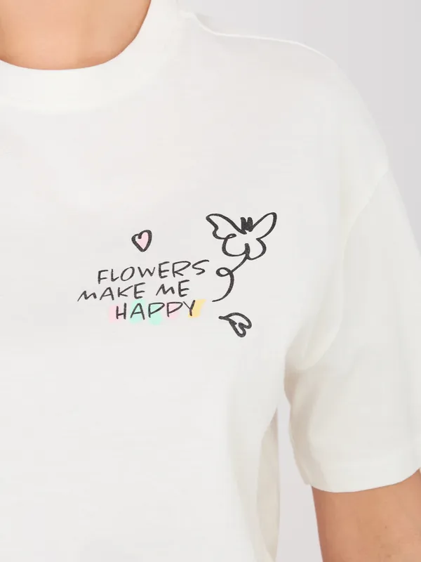 T-shirt oversize z dziewczęcym nadrukiem
