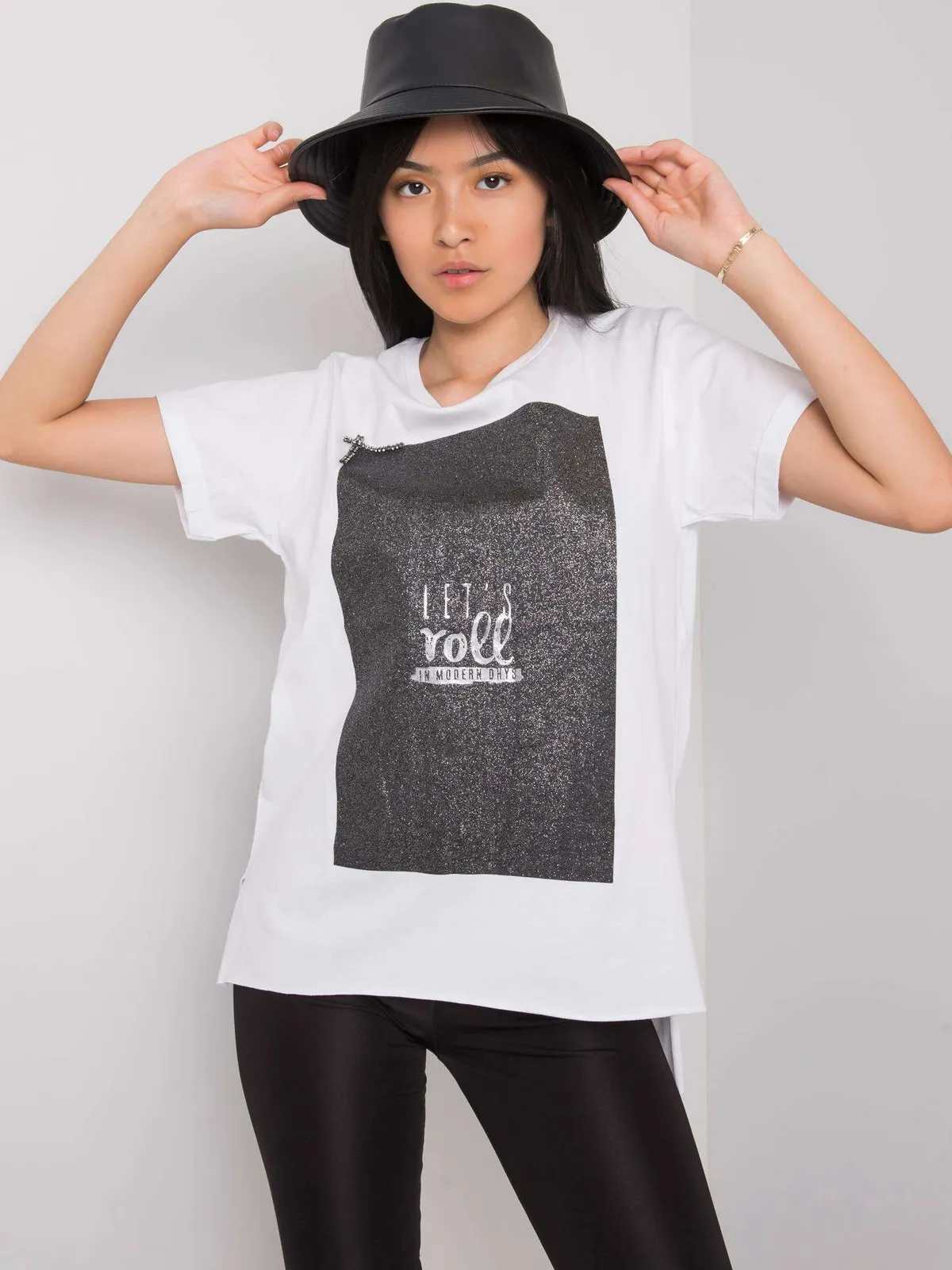 Biały t-shirt z bawełny - zdjęcie 3