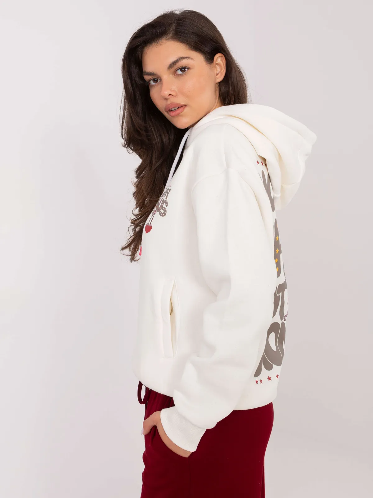 Bluza oversize z kapturem i zabawnym nadrukiem - zdjęcie 3