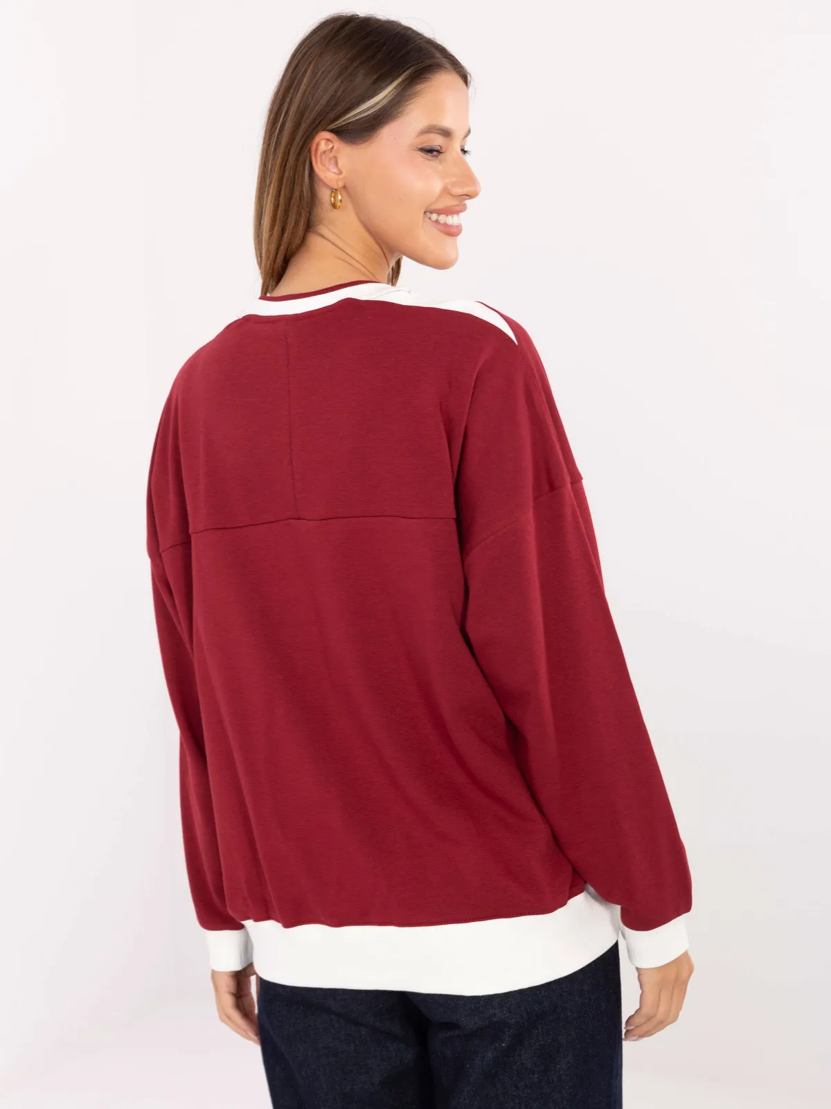 Casualowa bluza oversize z napisem i ściągaczami - zdjęcie 1