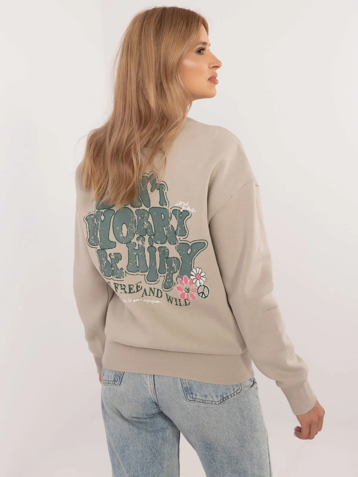 Oversize'owa bluza casualowa z kwiatowym nadrukiem - zdjęcie 4