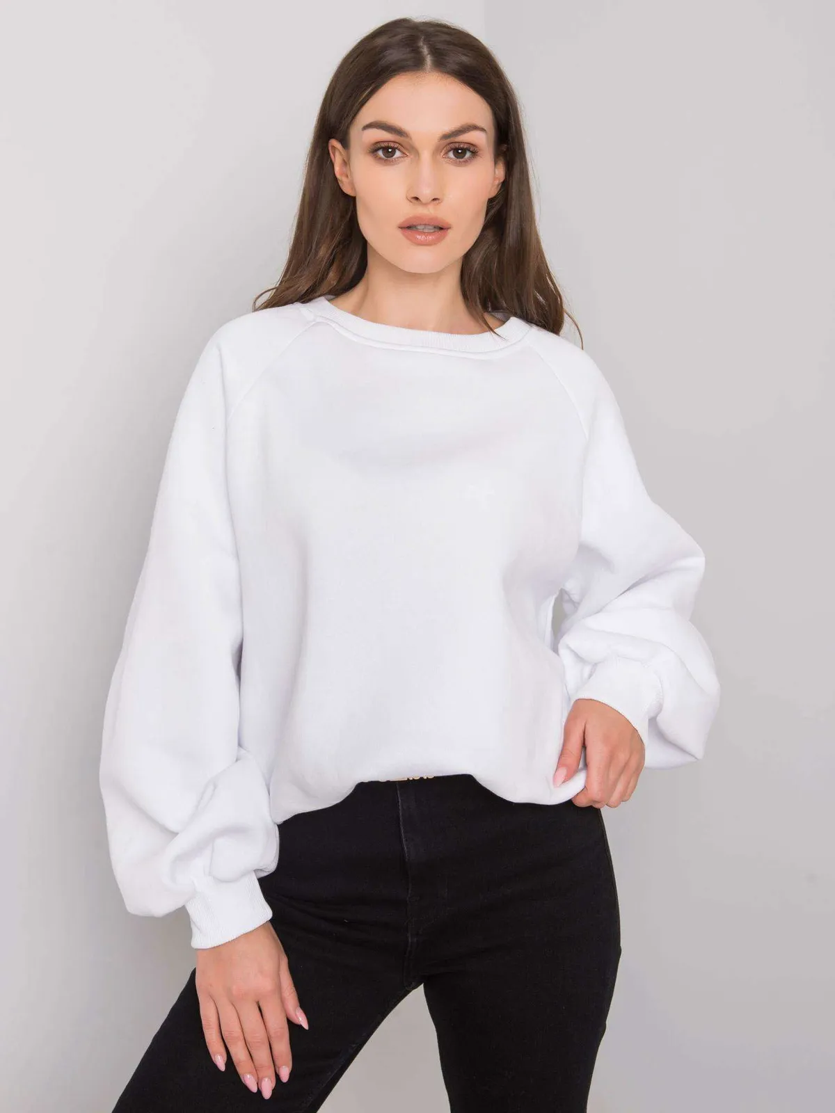 RUE PARIS Biała gładka bluza - zdjęcie 4