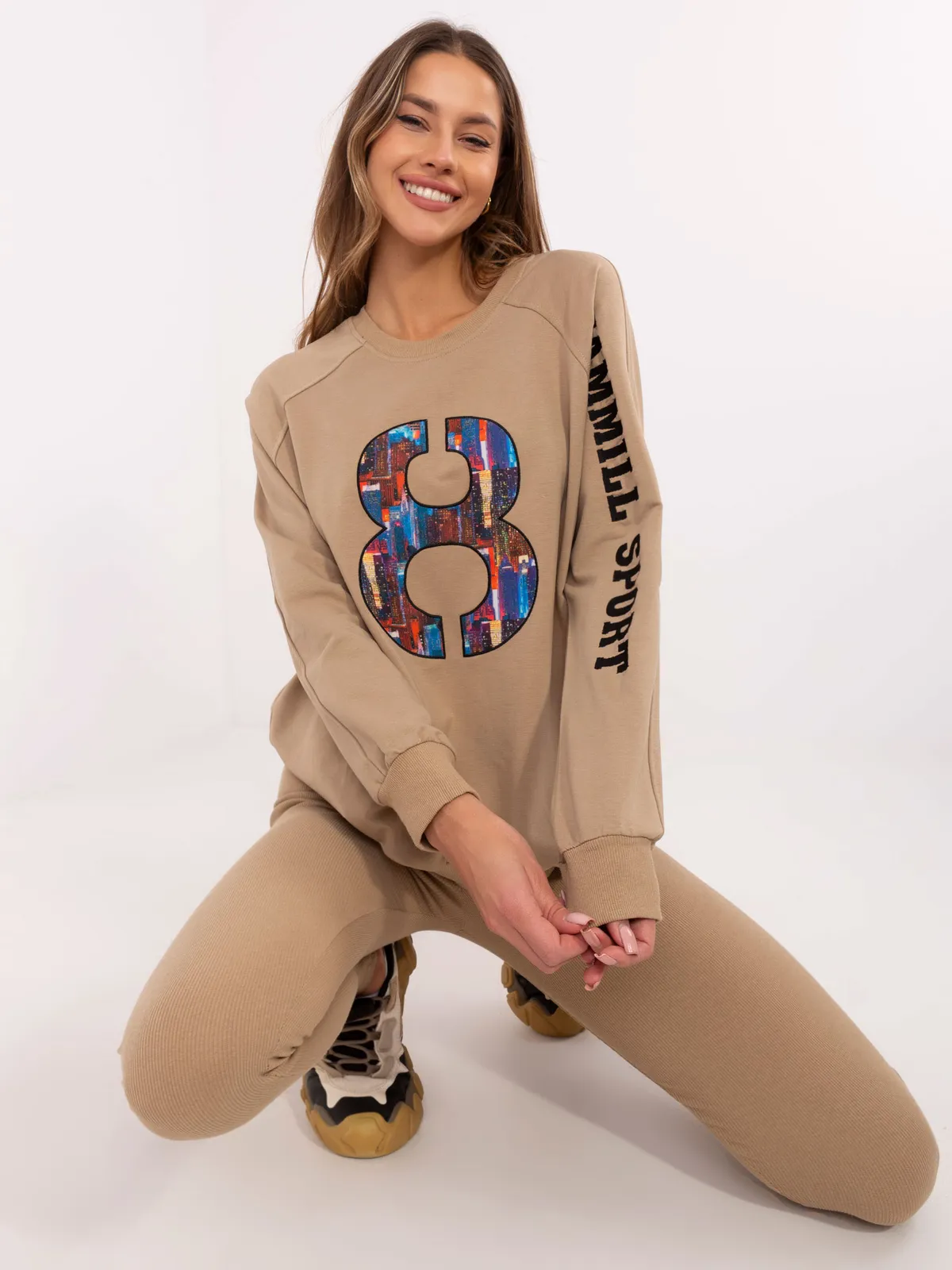 Komplet dresowy z bluzą i dopasowanymi legginsami - zdjęcie 1