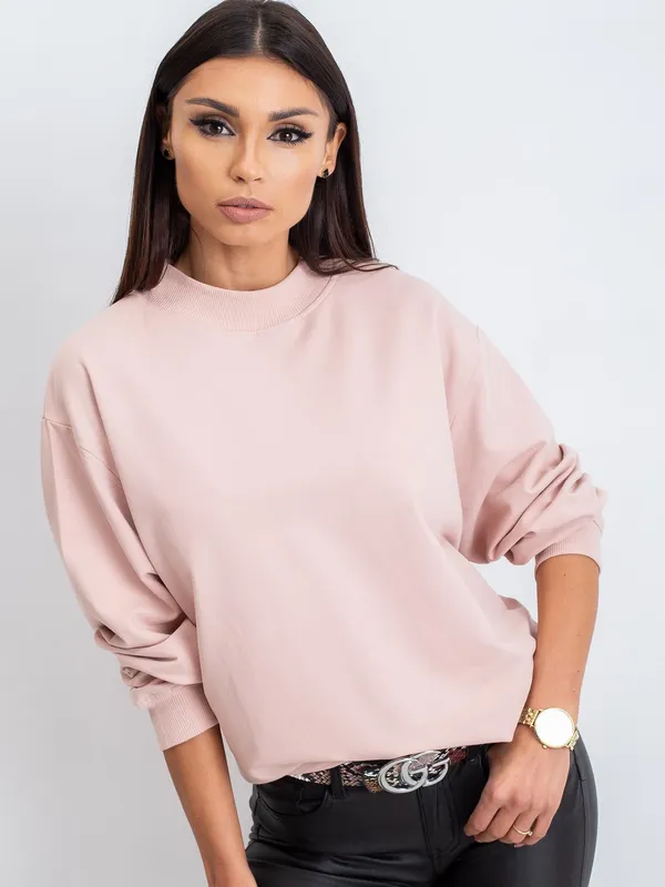 Brudnoróżowa bawełniana bluza basic