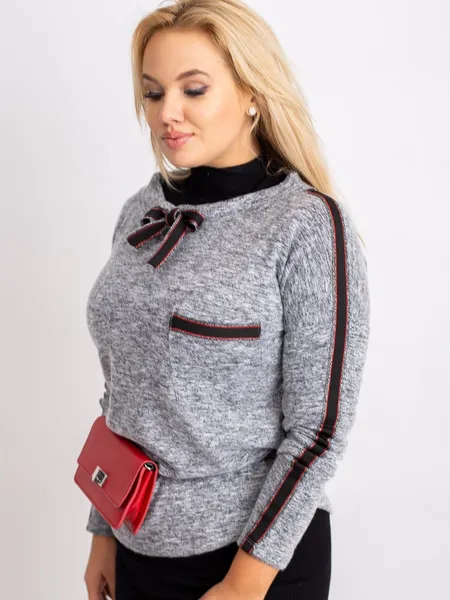 Szara bluzka plus size z lampasami