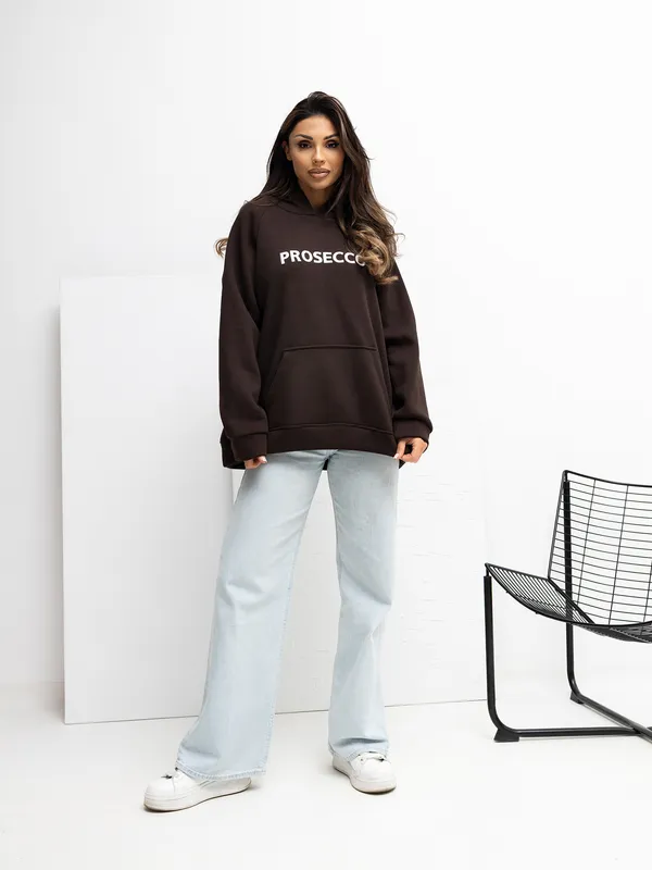 Bluza oversize z kapturem i nadrukiem - widok 2