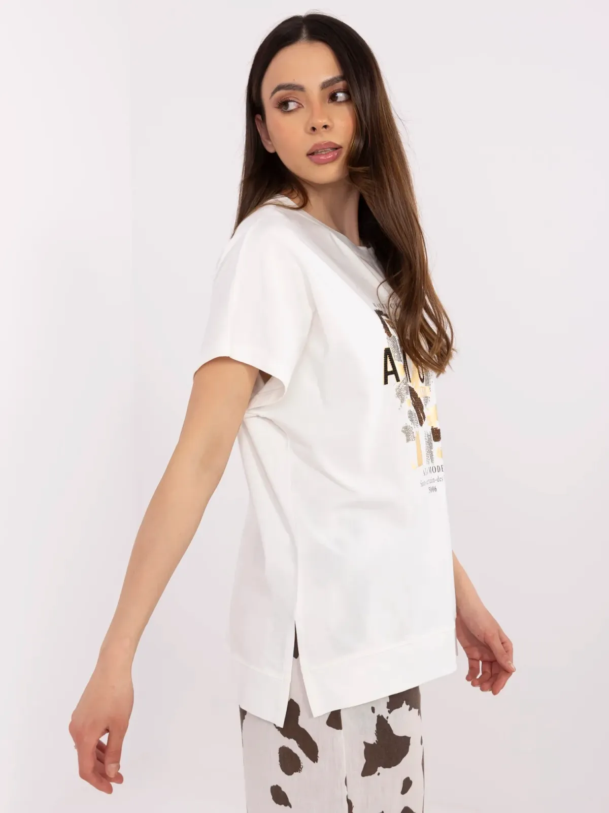 T-shirt o kroju oversize z ozdobnym nadrukiem - zdjęcie 1