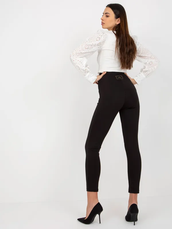 Czarne legginsy eleganckie z zamkiem OCH BELLA