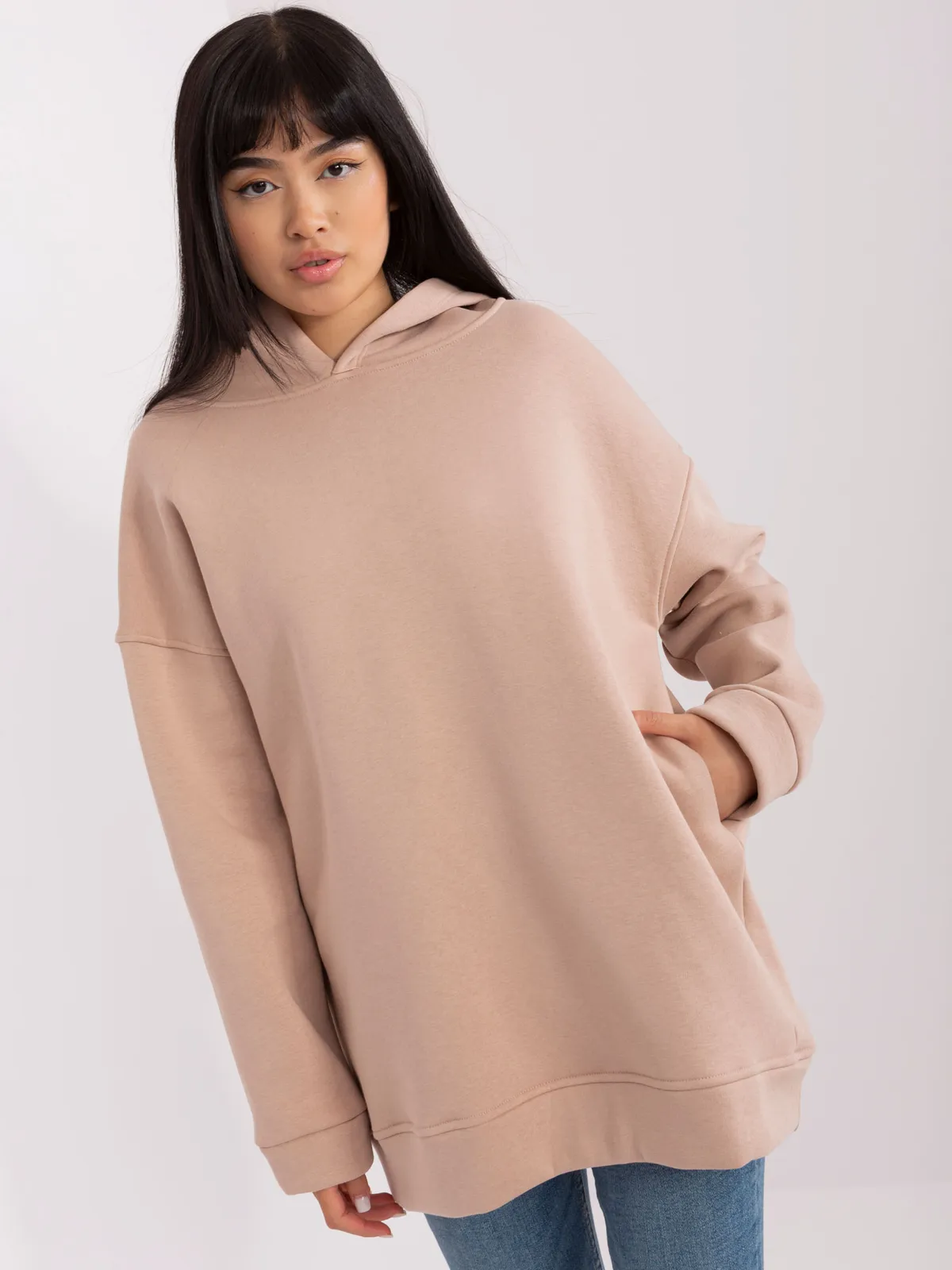 Pistacjowa dresowa bluza basic z kapturem - zdjęcie 6