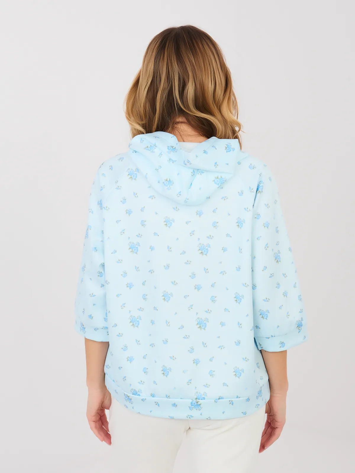 Bluza oversize z kapturem i motywem kwiatowym - zdjęcie 1