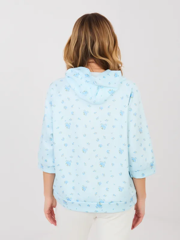 Bluza oversize z kapturem i motywem kwiatowym