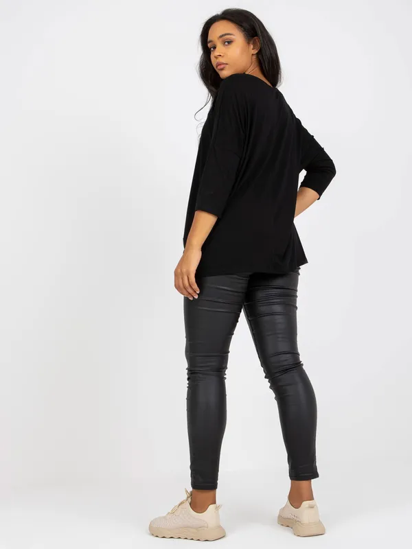 Biała gładka bluzka plus size z rękawem 3/4