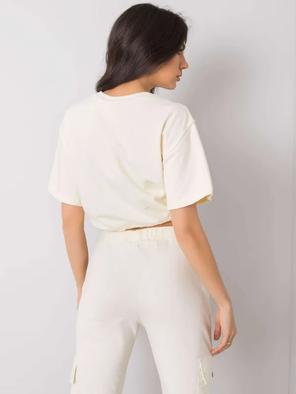 RUE PARIS Ecru krótka bluza damska