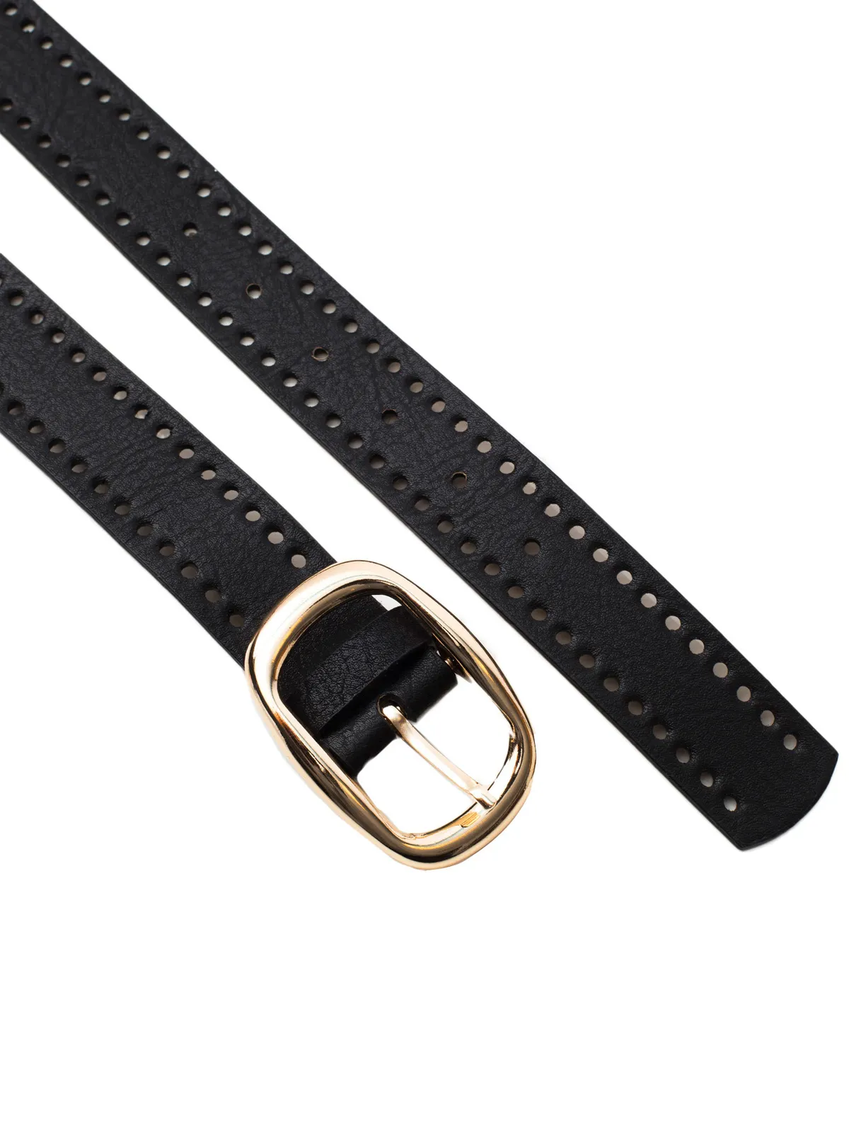 Klasyczny pasek z perforacją i owalną klamrą - zdjęcie 1