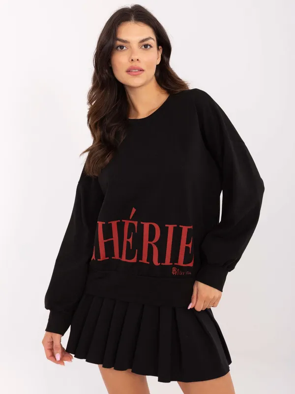 Bluza oversize z napisem w stylu casual - widok 2