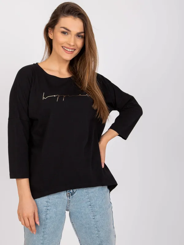 Casualowa bluzka oversize z ozdobnym nadrukiem