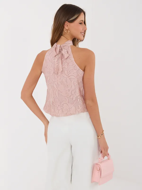 Wizytowy top z wiązaniem przy szyi - widok 2