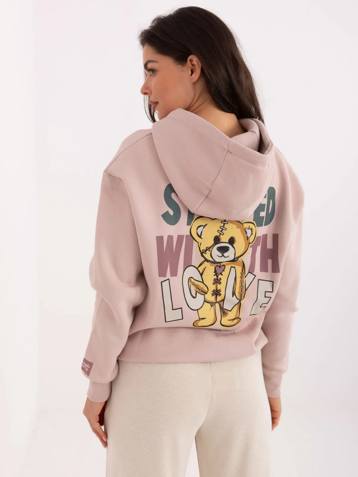 Bluza z kapturem oversize z grafiką misia - zdjęcie 4