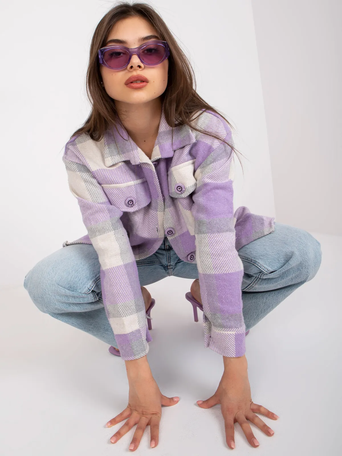 Koszula w kratę o kroju oversize - zdjęcie 1