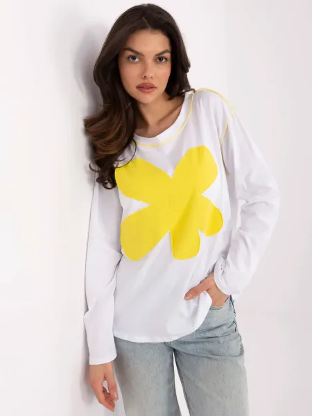 Longsleeve oversize z dużym kwiatowym motywem