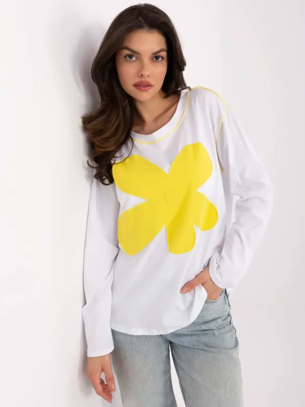 Longsleeve oversize z dużym kwiatowym motywem