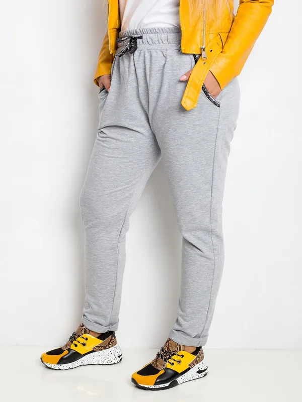 Czerwone bawełniane spodnie plus size - widok 2
