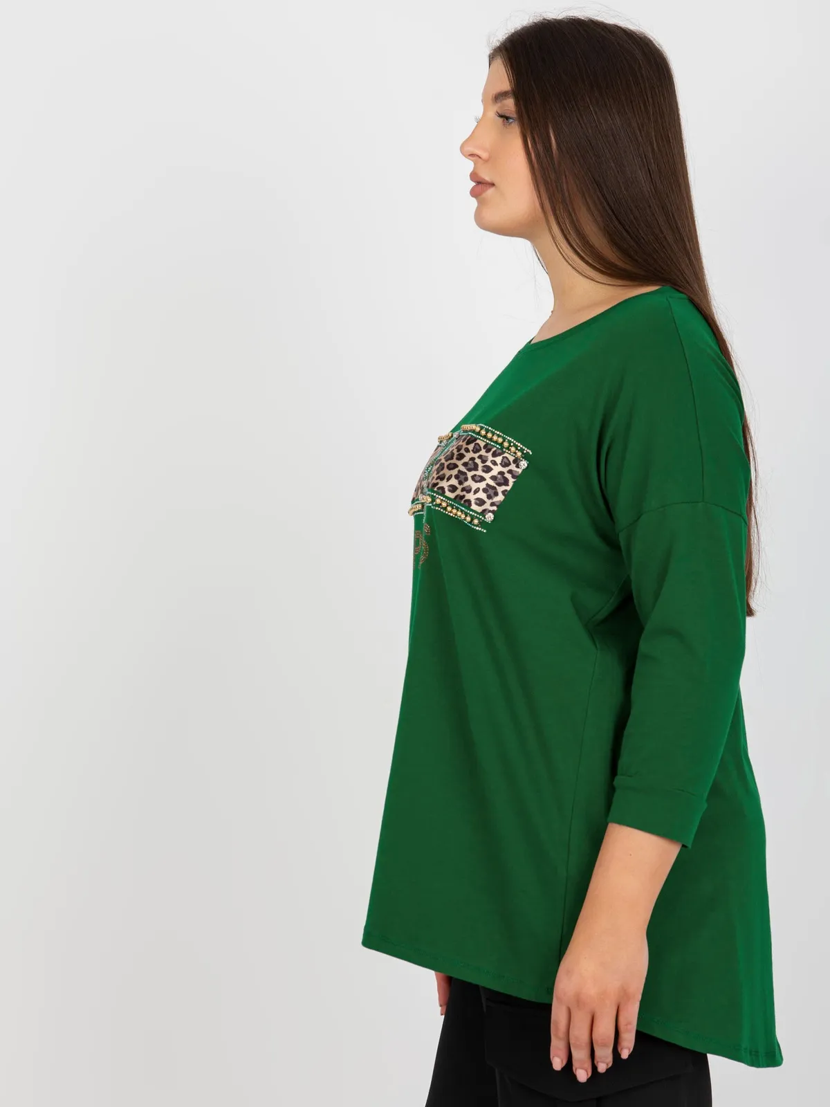 Ciemnofioletowa bluzka bawełniana plus size - zdjęcie 2