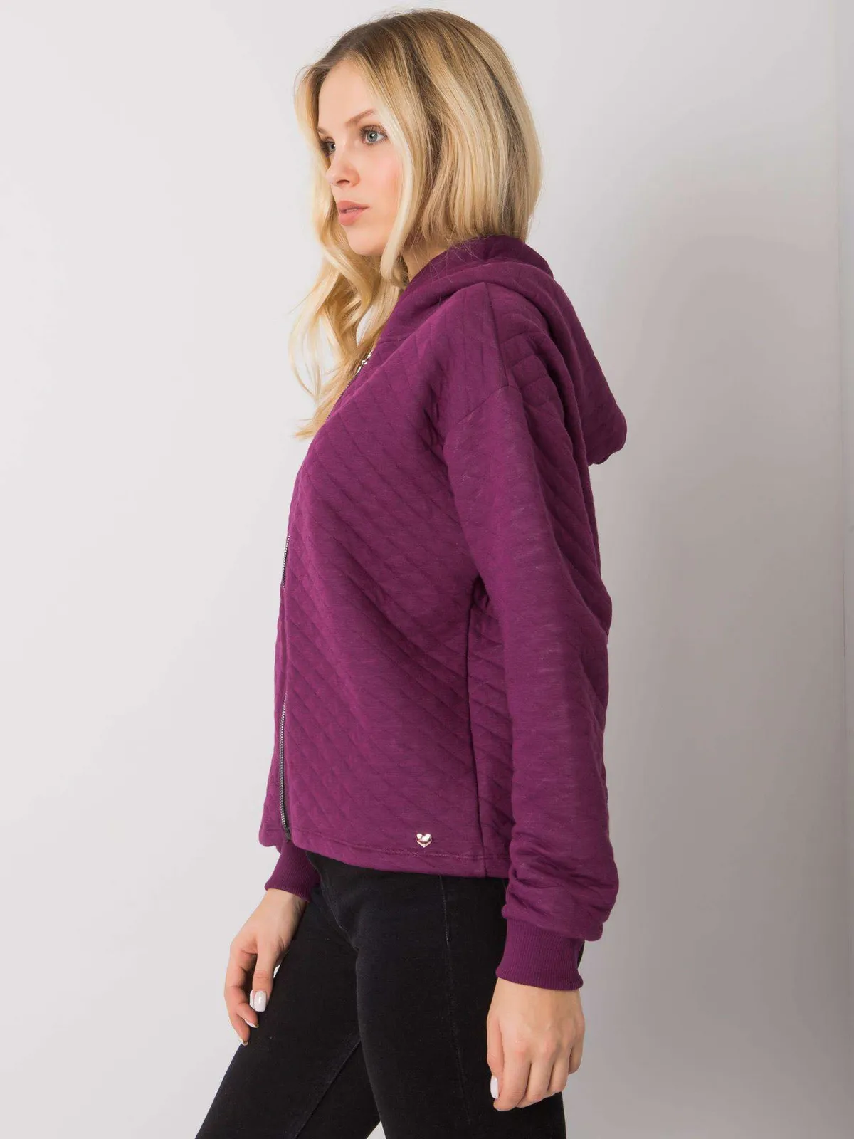 Pikowana bluza rozpinana z kapturem oversize - zdjęcie 1