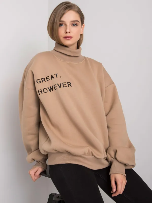 Fuksjowa ocieplana bluza z golfem